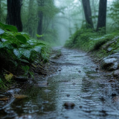 🌧️ PLUIE régulière sur un CHEMIN de terre — 1 H de gouttes naturelles et enveloppantes pour méditer, lire et retrouver le calme